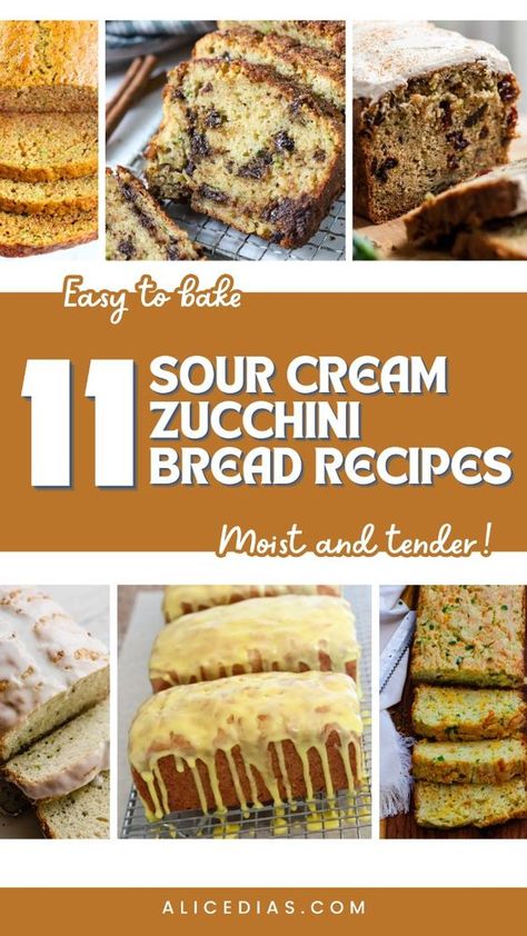 Achieve baking perfection with these 11 sour cream zucchini bread recipes. Each recipe is designed to deliver a moist, tender crumb that’s full of flavor. Whether you’re a seasoned baker or just starting out, these recipes make it easy to create delicious zucchini bread every time. Zucchini And Sour Cream Recipes, Recipes With Sour Cream, Cinnamon Zucchini Bread, Recipes Using Sour Cream, Bread Baking Recipes, Zucchini Bread Muffins, Easy Zucchini Bread Recipes, Zucchini Oatmeal, Lemon Zucchini Bread