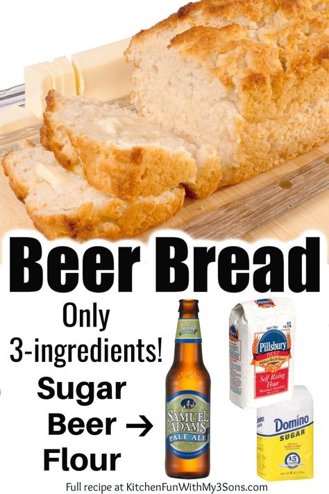 Three Ingredient Bread Recipes, Traditional Bread Recipe, Beer Bread Easy, Honey Oat Bread, Homemade Bread Recipe, Beer Bread Recipe, Homemade White Bread, Moist Pumpkin Bread, White Bread Recipe