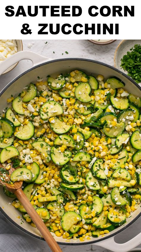 Sauteed Corn & Zuchinni Sautéed Corn, Sauteed Corn, Zucchini Quinoa, Corn Succotash, Capsicum Recipes, Corn And Zucchini, Corn Zucchini, Zucchini Side Dishes, Easy Summer Side Dishes