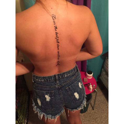 "Even the best fall down sometimes" spine tattoo with ms awareness ribbon September Spine Tattoos, Back Ribbon Piercing, November Spine Tattoo, Ribbon Piercing Back, Spinal Column Tattoo, Autumn Tattoo, Ms Awareness, Spine Tattoo, Awareness Ribbons