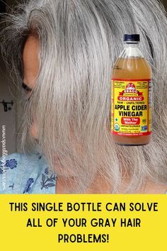 Pelo Color Ceniza, Grey Hair Problem, Acv Hair Rinse, Brighten Gray Hair, Acv Hair, Vinegar For Hair, Grey Hair Care, Shampoo For Gray Hair, Natural Hair Shampoo