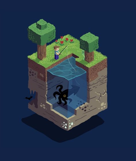 Cute. :P I like it. I have to start drawing more MC fan art. Arte 8 Bits, 8bit Art, Isometric Art, Isometric Design, Illustration Photo, Low Poly Art, Isometric Illustration, Minecraft Art, Game Inspiration