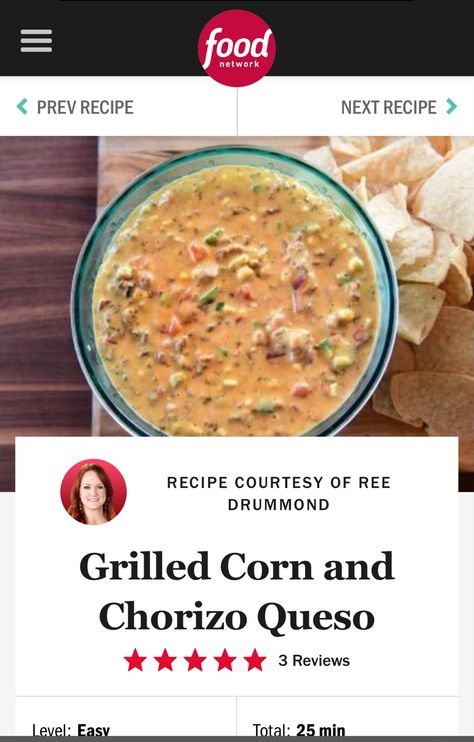 Chorizo And Grilled Corn Queso, Pioneer Woman Chorizo & Grilled Corn Queso, Corn Queso Dip, Corn Queso, Chorizo Queso, Queso Dip Recipes, Queso Recipe, Queso Dip, Fajita Seasoning