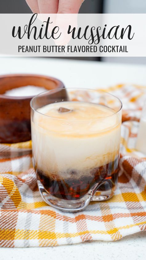 Peanut Butter Skrewball White Russian Cocktail on a napkin. Peanut Butter White Russian, White Russian Recipe, Peanut Butter Whiskey, White Russian Recipes, White Russian Cocktail, White Russian, Classic Cocktail, Alcohol Drink Recipes, Adult Beverages