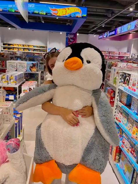 Penguin Stuff Toy Aesthetic, The Cinnamon Bun Book Store Aesthetic, Penguin Stuff Toy, Big Stuffed Animal, Plush Penguin, Stuff Toys, Stuff Animals, Cute Squishies, Big Plush