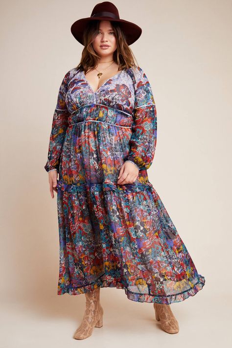 22 Anthropologie Dresses So Stunning, They'll Be All You Wear For the Next 6 Months Anthropologie Maxi Dress, Plus Size Bohemian, Fancy Skirts, Boho Plus Size, Plus Size Boho, Tokyo Street Fashion, Hipster Grunge, Feeling Pretty, Bohemian Clothing