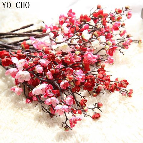 Decorative Artificial White Cherry Blossom Tree Fake Sakura Orchid Flowers DIY - £1.83 Venezuela Wedding, Red Flower Bouquet, Diy Living Room Decor, Cherry Blossom Wedding, White Cherry Blossom, Decor Studio, Sakura Tree, White Cherries, Home Wedding Decorations