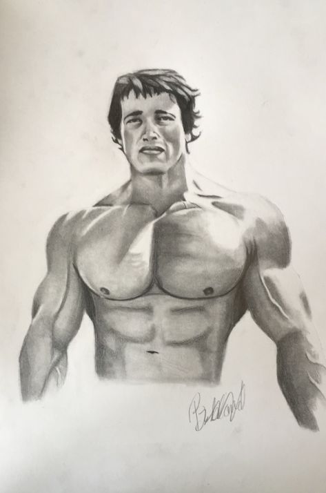 Arnold Schwarzenegger Drawing, Bodybuilder Drawing, Bodybuilding Drawing, Logos Gym, Alien Resurrection, Male Figure Drawing, Boy Sketch, Portrait Pencil, Pencil Portrait Drawing