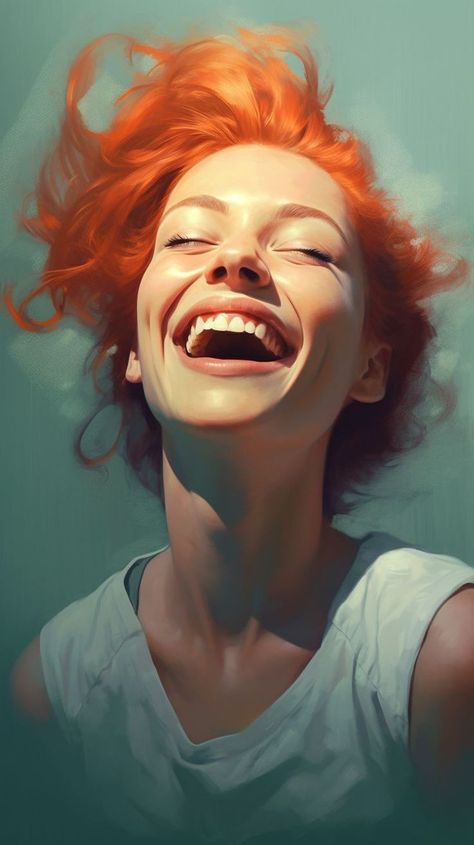 Smiling Woman Painting, Smile Painting Faces, Happy Portrait Painting, Smiling Portrait Painting, Happy Faces Drawings, Happy Emotions Art, Happy Face Expression Drawing, Happy Emotion Drawing, Girl Smiling Drawing