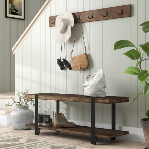 Fallon  Hall Tree Solid Wood Benches, Wood Storage Bench, Storage Wood, Entryway Storage, Wayfair Furniture, Hall Tree, Austin Design, Style Rustique, Country Style Homes