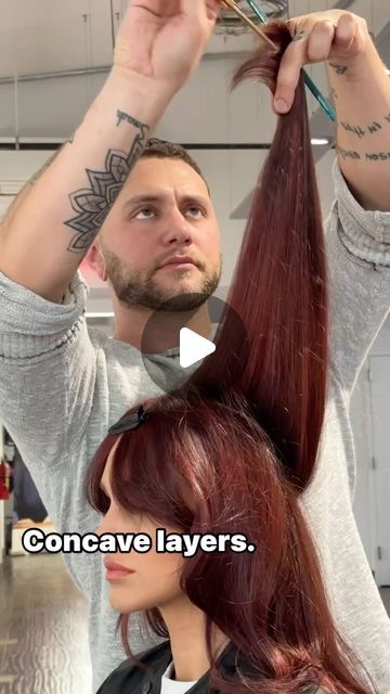 Concave Layers Haircut, Grown Out Layers, Diy Long Layers Haircut At Home, Convex Layers, Layer Cut For Long Hair, Concave Layers, Layers Haircut, Long Shag Hairstyles, Layer Cut