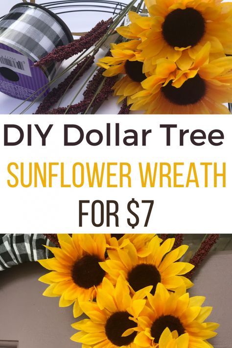 Sunflower Wreath Diy Tutorials, Sunflower Wreaths Diy, Dollar Tree Sunflower Wreath, Dollar Tree Crafts For Fall, Easy Fall Wreaths Diy Dollar Tree, Fall Sunflower Wreath, Apple Wreath Diy, Dollar Tree Wreath Ideas, Dollar Tree Wreaths