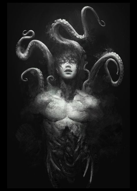 Flesh Monster Art, Lovecraftian Aesthetic, Eldritch Horror Aesthetic, Ocean Creatures Art, Lovecraft Monsters, My Guy, Eldritch Horror, Cosmic Horror, Gothic Horror