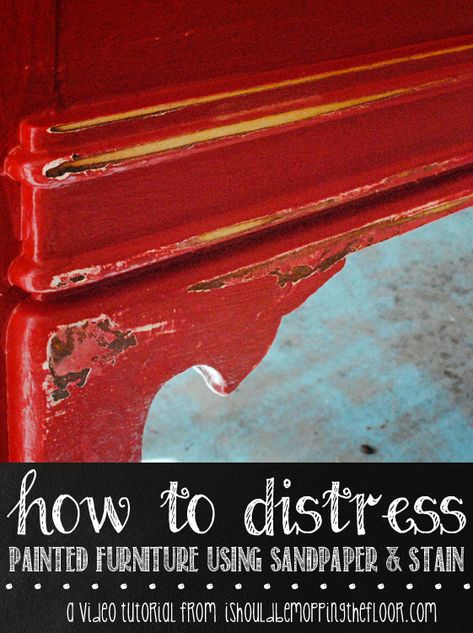 Distressing furniture Distressing Painted Furniture, Red Distressed Furniture, Red Painted Furniture, Distressed Furniture Diy, Distressed Furniture Painting, Distressed Furniture, Furniture Modern, Paint Furniture, Paint Stain