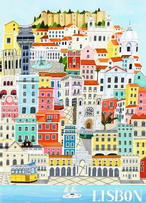 Map Portugal, Glasgow Map, Lisbon Map, Portugal Map, Print Map, Travel Artwork, Map Art Print, Travel Wall Art, Illustrated Map