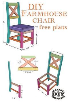 Free plans for farmhouse chair. Visit our website for instruction of how to make a DIY farmhouse chair. #diychair #farmhousechair #farmhouse #chair #chairdiy #chairfarmhouse Cushion Diy, Farmhouse Chair, Dining Chairs Diy, Diy Furniture Videos, Farmhouse Chairs, Diy Farmhouse Table, Diy Dining, Free Plans, Painting Furniture Diy