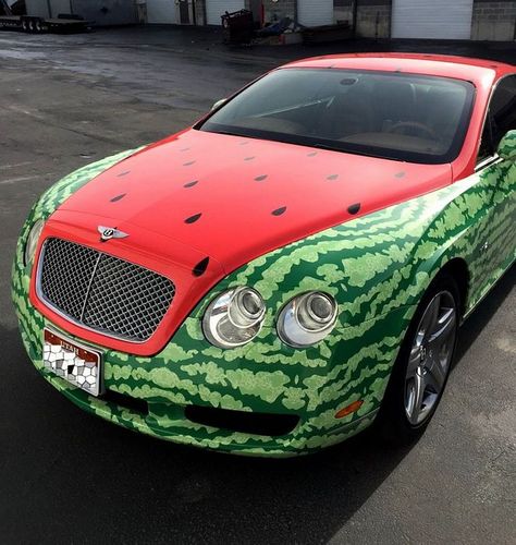 Watermelon Car, Internet Marketing Strategy, Bentley Continental Gt, Weird Cars, Vehicle Paint, Bentley Continental, Rich Kids, Weird Pictures, Modified Cars