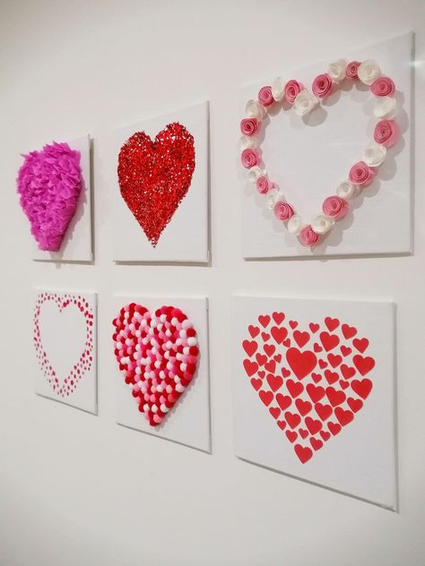 Valentines Bricolage, February Crafts, Valentine Craft, Valentinstag Party, Art Valentines, Valentine's Ideas, Hallway Office, Valentine Crafts For Kids, Heart Wall Decor