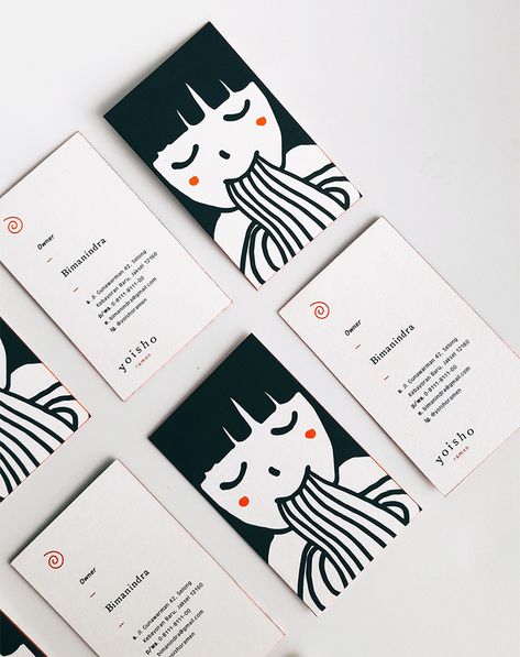 Yoisho Ramen Art Business Cards, Desain Buklet, Ramen Shop, Banner Web, Cars Design, Name Card Design, Desain Editorial, Logo And Identity, Monster Illustration