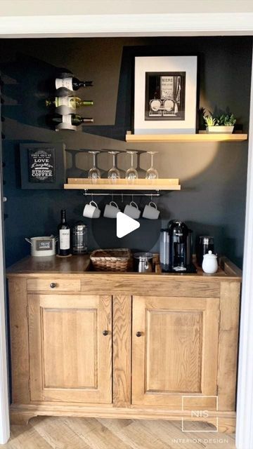 N I S d e s i g n s on Instagram: "From closet to coffee/wine bar. I love simple changes for big impact 🤍 #transformation #beforeafter #closetmakeover #coffeebar #winebar #smartspaces #diyclosetmakeover #changeitup #homesweethome #functionalspace #waistedspace" Kitchenette Ideas Guest Suite, Closet Bar Ideas, Coffee And Wine Bar Ideas, Wine Bar Ideas, Bar Closet, Closet Makeover Diy, Coffee/wine Bar, Closet Bar, Love Simple