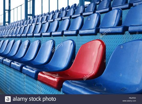 Empty plastic seats at stadium, open door sports arena. Stock Photo Stadium Seats, Shutter Stock, Event Stage, Sports Arena, Blue Football, Open Door, Seating Plan, Football Game, Photo Illustration