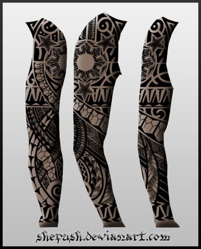 Full sleeve tattoo 12 by shepush.deviantart.com on @deviantART Samoan Designs, Tattoo Son, Filipino Tattoos, Full Sleeve Tattoo Design, Marquesan Tattoos, Maori Tattoo Designs, Forarm Tattoos, Full Sleeve Tattoos, Full Sleeve Tattoo