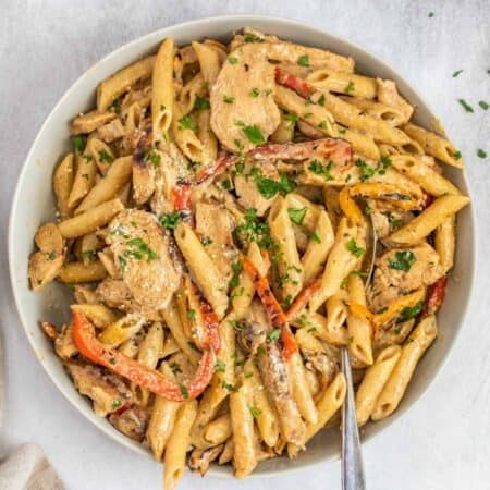 Rasta Pasta Recipe - Valentina's Corner Fajita Pasta Recipe, Rasta Pasta Recipe, Puerto Rican Chicken, Fajita Pasta, Rasta Pasta, Chicken Fajita Pasta, Buffalo Chicken Pasta, Boricua Recipes, Easy Pasta Dinner