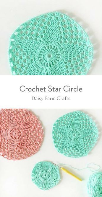 Crochet Square Pattern, Daisy Farm Crafts, Daisy Farm, Star Circle, Crochet Hot Pads, Free Crochet Doily Patterns, Crochet Star, Crochet Dollies, Crochet Coaster Pattern