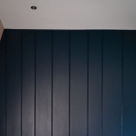 Dark Blue Panelling Bathroom, Hague Blue, Blue Bath, Vintage Stool, Small Bathroom Makeover, Makeover Ideas, Home Interiors, Bathroom Makeover, Small Bathroom