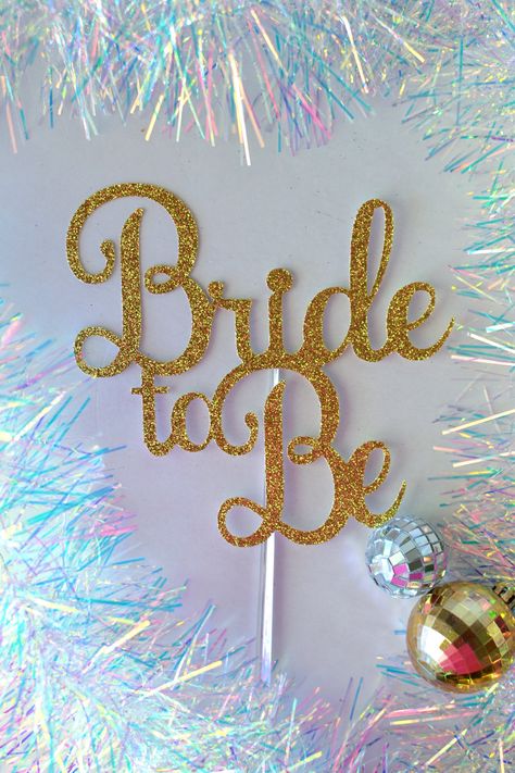 Glitter Bride to Be Cake Topper, From Miss to Mrs Cake Topper, Bridal Shower Cake, Engagement Party Topper, Wedding Cake topper by PrettyCuteCuts on Etsy Bride To Be Topper Printable, Bride To Be Topper, Miss To Mrs Cake Topper, Miss To Mrs Cake, Diy Cake Topper Printable, Bride To Be Cake Topper, Cake Engagement, Bride To Be Cake, Unique Birthday Cakes