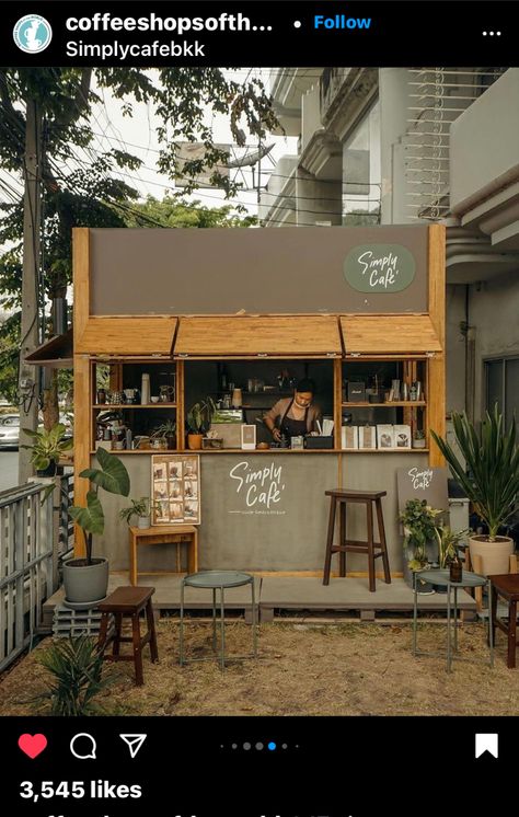 Mini Coffee Shop Interior, Takeaway Coffee Shop Design, Garage Coffee Shop Ideas, Exterior Coffee Shop Design, Cafe House Design, Mini Coffee Shop Design Outdoor, Small Cafe Design Exterior, Mini Cafe Design Coffee Shops, Mini Coffee Shop Design