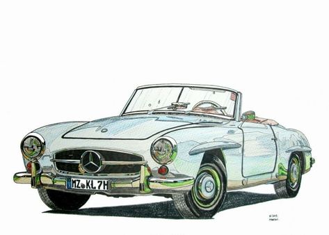 Aesthetic Car Wallpaper, Mercedes 190 Sl, 2023 Cars, Car Drawing Pencil, Rolls Royce Car, Draw A Car, Carros Vintage, Cars Design, Vespa Vintage