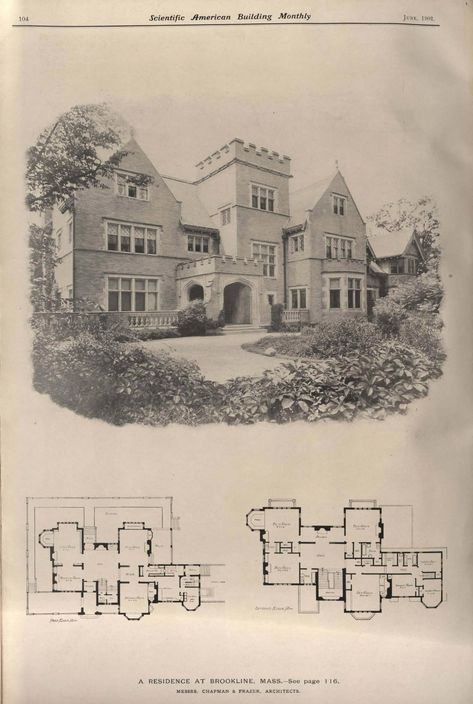 Scientific American Building Monthly. Vol-033 : Munn and Company Pub. : Free Download, Borrow, and Streaming : Internet Archive Gothic Floor Plans, Vintage Floorplans, Old House Floor Plans, American Building, Manor Floor Plan, Castle House Plans, House Drawings, British Cottage, Vintage Houses