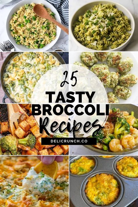 a collage of broccoli recipes Lunches With Broccoli, Healthy Dinners With Broccoli, Fun Broccoli Recipes, Creative Broccoli Recipes, Broccoflower Recipe, Dinner Recipes With Broccoli, What To Make With Broccoli, Recipes Using Broccoli, Broccoli Main Dish Recipes