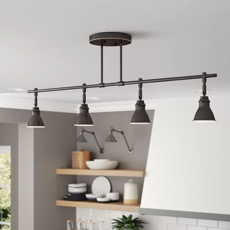 Trent Austin Design Loucks 4-Light Track Kit & Reviews | Wayfair Track Lighting Kitchen, Contemporary Style Kitchen, Track Lighting Kits, Kitchen Lighting Fixtures, Austin Design, Simple Kitchen, Kitchen Fixtures, Contemporary Kitchen, Kitchen Lighting