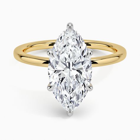 18K Yellow Gold Adorned Mixed Metal Lab Diamond Ring Marquise Cut Diamond Engagement Rings, Mixed Metal Rings, Marquise Diamond Engagement Ring, Heart Engagement Rings, Lab Diamond Engagement Ring, Ring Trends, Rose Gold Diamond Ring, White Gold Set, Yellow Gold Setting