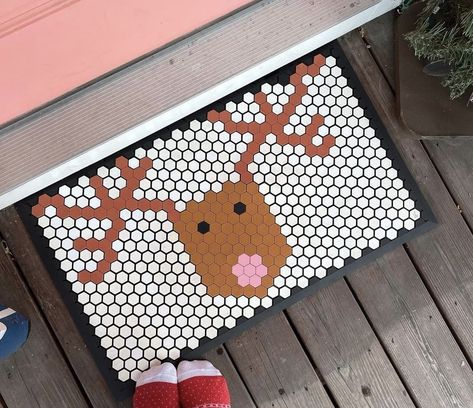 Letterfolk Christmas, Letterfolk Christmas Mat, Tile Mat Christmas, Letterfolk Tile Mat Ideas Christmas, Christmas Tile Mat, Folk Rug, Tile Mat Ideas, Letterfolk Mat, Mat Inspiration