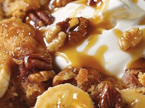 A Twist on Tradition: Indulge in This Creamy Bananas Foster Cobbler Recipe - NewsBreak Turtle Pie Recipe, Rich Banana Bread, Cranberry Bread Recipes, Lemon Cupcake Recipe, Southern Mac And Cheese, Strawberry Cream Pies, Creamy Broccoli Soup, Comfort Desserts, Chocolate Cookie Dough