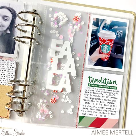 Mini Album Pages, December Daily Ideas Inspiration, December Projects, Christmas Scrapbook Pages, Scrapbook Design Layout, Christmas Scrapbook Layouts, 8 December, Daily Ideas, Seasonal Drinks