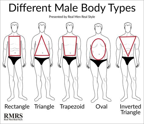 Ground Rules For Dressing To Your Body Type Body Types Chart, Body Shape Chart, Male Body Types, Mens Body Types, Male Body Shapes, Body Shape Guide, Dress For Body Shape, Types Of Body Shapes, Real Men Real Style