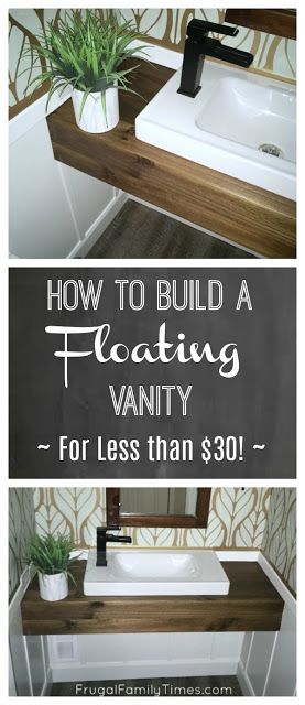 Floating Wood Vanity, Floating Sink, Bathroom Sink Decor, Wood Sink, Diy Bathroom Vanity, Ikea Decor, Floating Bathroom Vanity, Diy Vanity, Vanity Bathroom