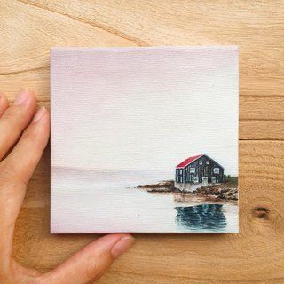 Peaceful Scenery, Oil Painting Videos, Simple Oil Painting, Lakeside Cottage, Small Canvas Paintings, Small Canvas Art, Mini Canvas Art, Mini Canvas, Mini Paintings