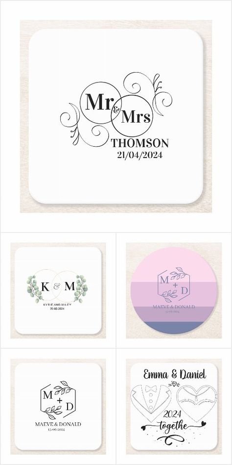 Custom Wedding Monogram, Monogram Coasters, Cricut Wedding, Wedding Coasters, Diy Vinyl, Custom Monogram, Monogram Wedding, Celebrity Weddings, Love Story