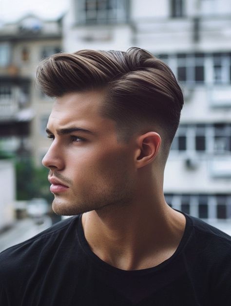 Slicked Back Hair Men, Mens Slicked Back Hairstyles, Back Undercut, Gents Hairstyles, Men Hair Styles, Slick Back Haircut, Pompadour Men, Fade Hair, Undercut Styles