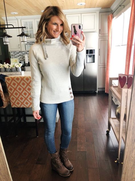 Shop the look from Living in Yellow on ShopStyle How To Wear Wedges Outfits, How To Style Wedges, Jeggings Outfit, Trendy Fall Fashion, Winter Boots Outfits, Winter Outfits For School, Stitch Fix Outfits, Sorel Boots, Mid Boots