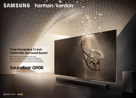 Samsung Soundbar Q90R Key visual on Behance Graphic Design Text, Tv Sound, Portfolio Website Design, Tv Design, Banner Ads Design, Key Visual, Tv Ads, Social Ads, Creative Ads