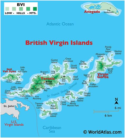 Physical Map of British Virgin Islands Bvi Sailing, British Overseas Territories, Virgin Gorda, Sailing Trips, Island Map, Us Virgin Islands, British Virgin Islands, Saint John, Caribbean Cruise