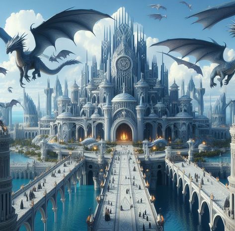 Dragon Palace, Empire Building, Building Aesthetic, Dantes Inferno, Gothic Castle, Scenery Pictures, Fantasy Homes, Story Setting, Fantasy City