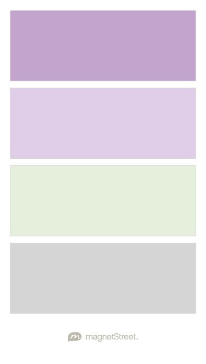 Lilac, Lavender, Mint, and Silver Wedding Color Palette - custom color palette created at MagnetStreet.com Lilac Wedding Colors, Lavender Color Palette, Silver Color Palette, Gray Wedding Colors, Custom Refrigerator, Wedding Colors Purple, Lilac Wedding, Lilac Grey, Grey Color Palette