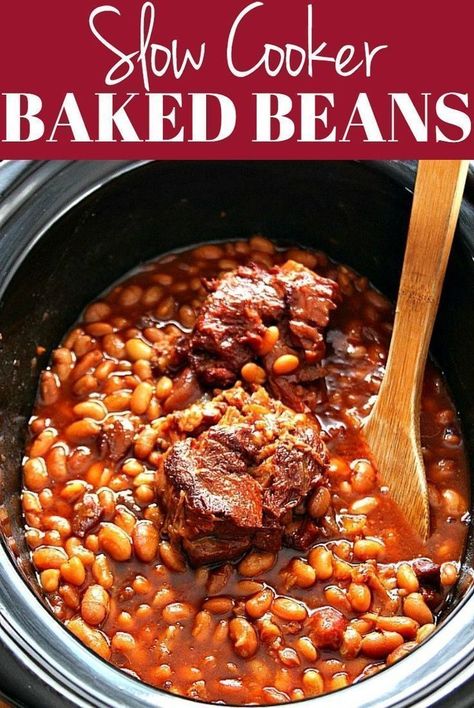 Leftover Ham Recipes Crockpot, Crockpot Beans, Pork And Beans Recipe, Ham Bone Recipes, Leftover Ham Bone, Beans Recipe Crockpot, Baked Beans Crock Pot, Slow Cooker Baked Beans, Beans In Crockpot